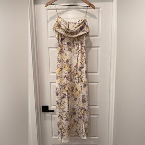 Saints + Secrets Yellow and Purple Patterned Dress